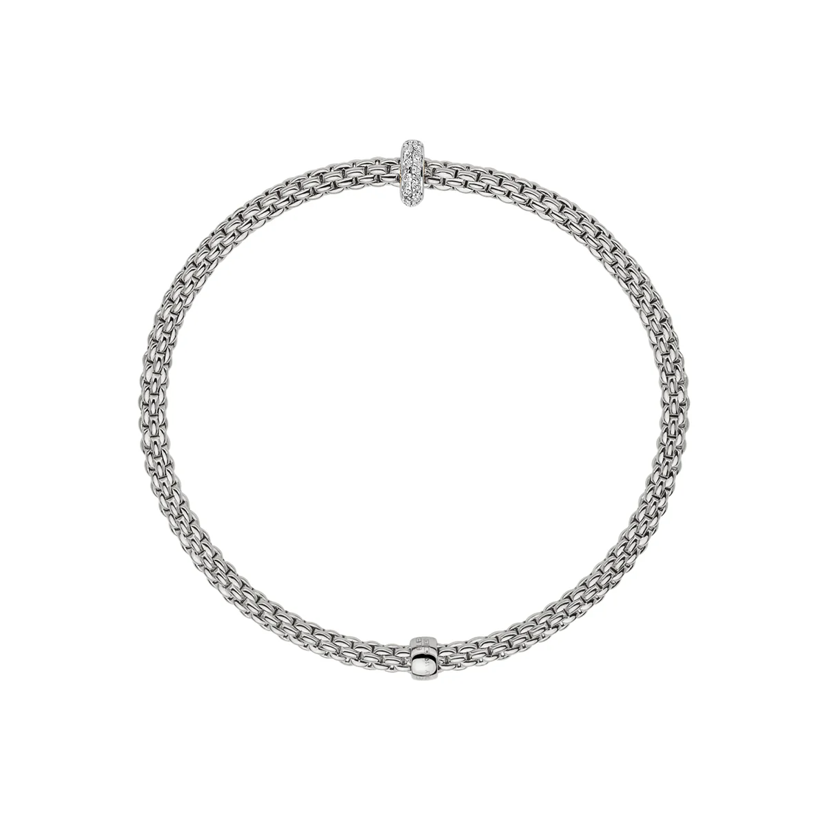 Prima 18ct White Gold Bracelet With Pavé Diamond Set Rondel - Image 3