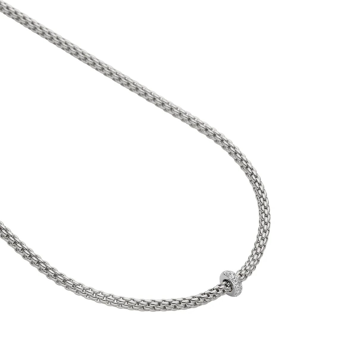 Prima 18ct White Gold Necklace With Pavé Diamond Set Rondel - Image 2