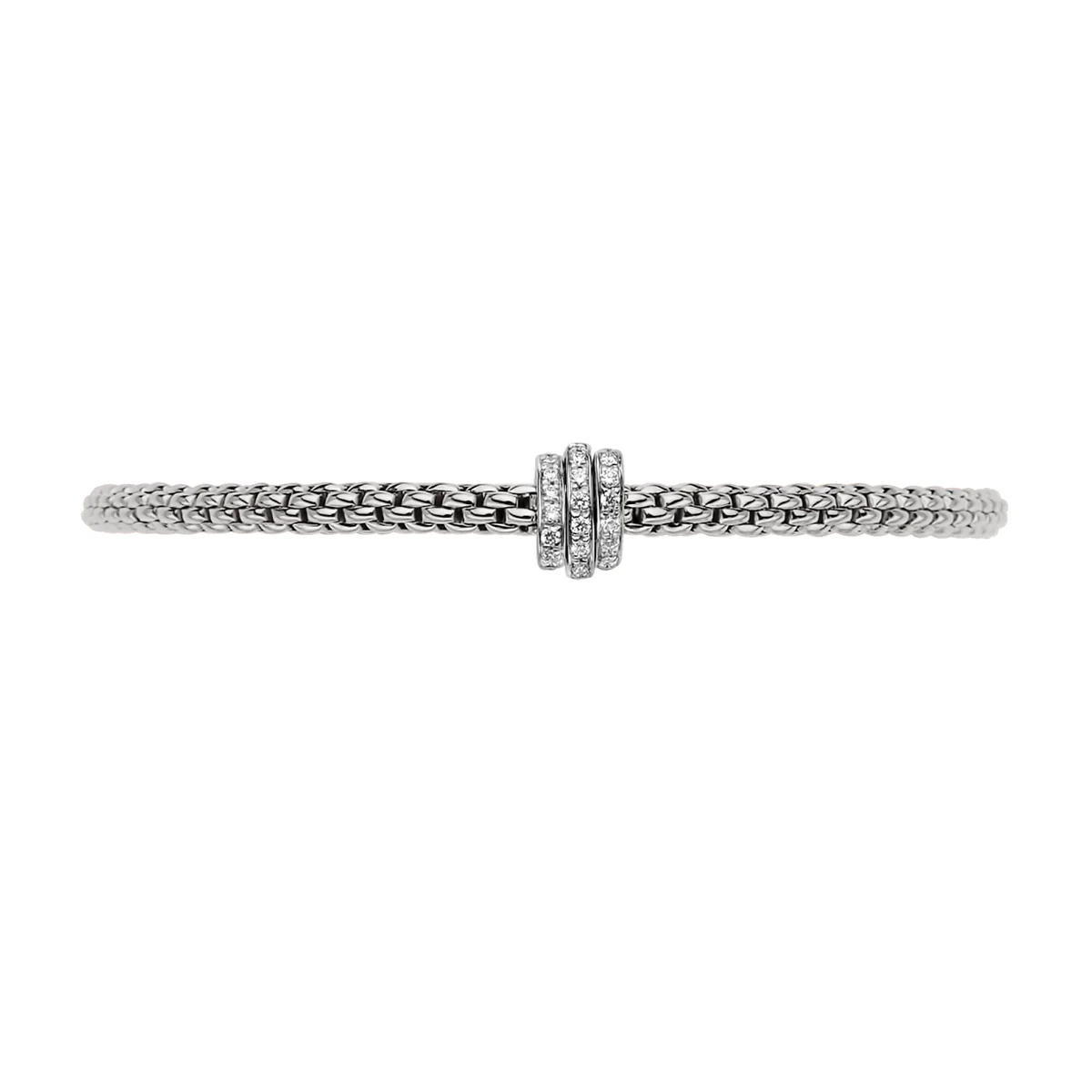 Prima 18ct White Gold Bracelet With Three Pavé Set Diamond Rondels - Image 2