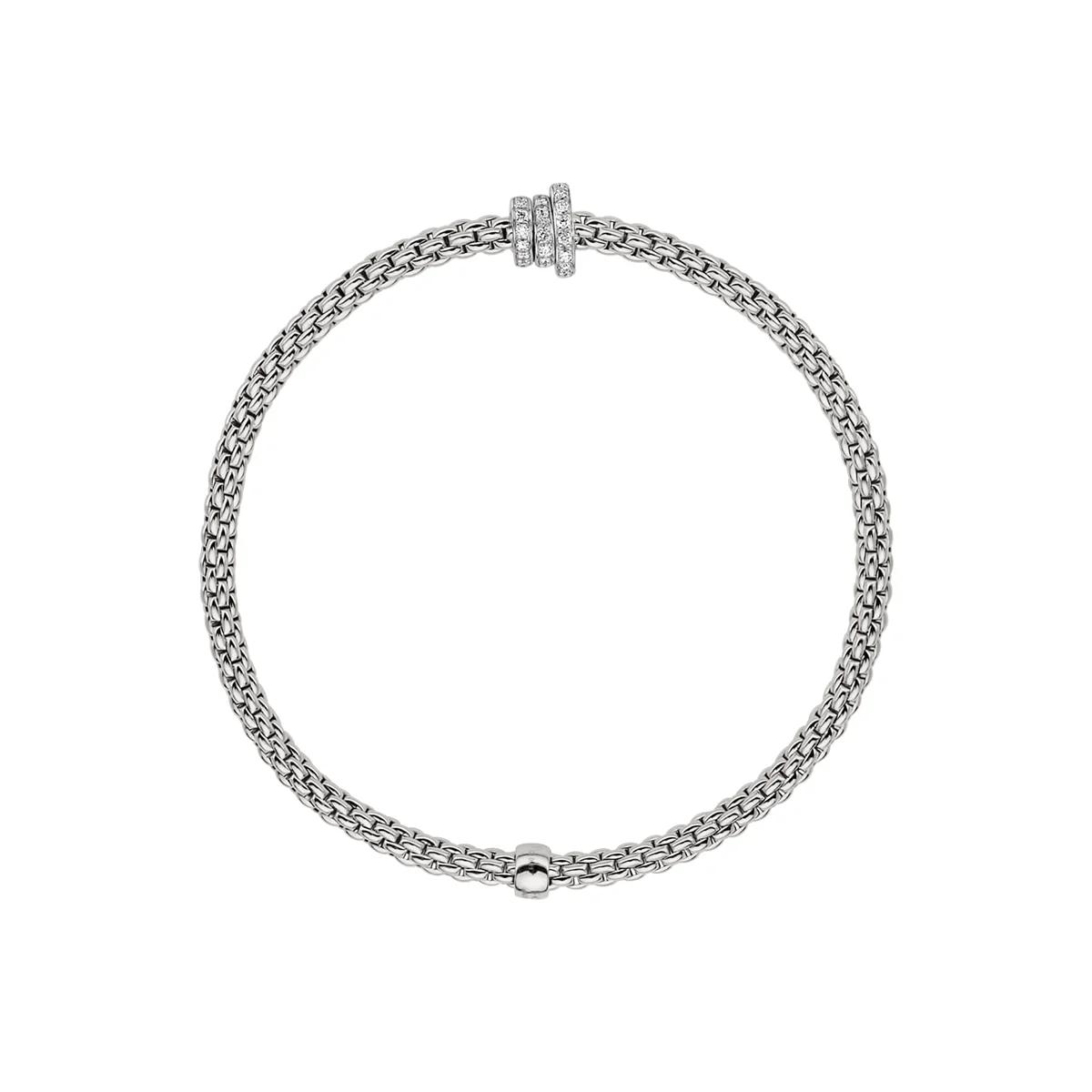 Prima 18ct White Gold Bracelet With Three Pavé Set Diamond Rondels - Image 3