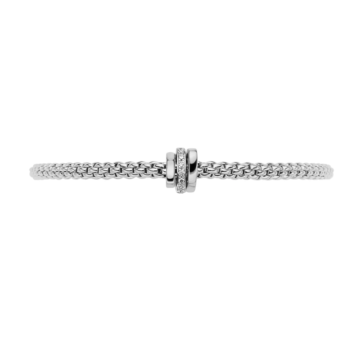 Prima 18ct White Gold Triple Rondel Bracelet With Pavé Set Diamonds - Image 2