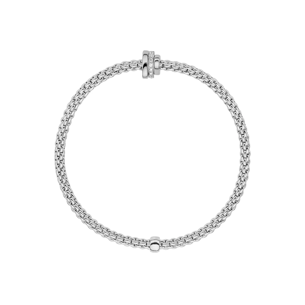 Prima 18ct White Gold Triple Rondel Bracelet With Pavé Set Diamonds - Image 3