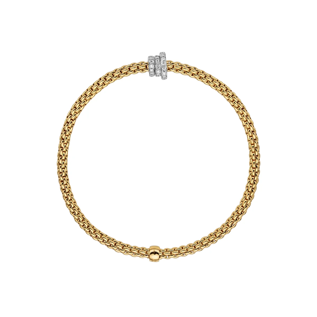 Prima 18ct Yellow Gold Bracelet With Three Pavé Set Diamond Rondels - Image 3