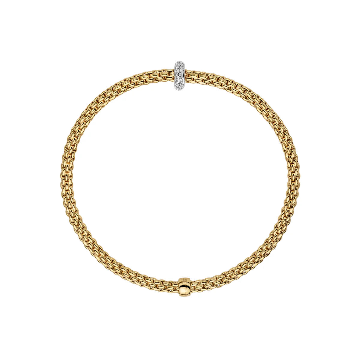 Prima 18ct Yellow Gold Bracelet With Pavé Diamond Set Rondel - Image 3