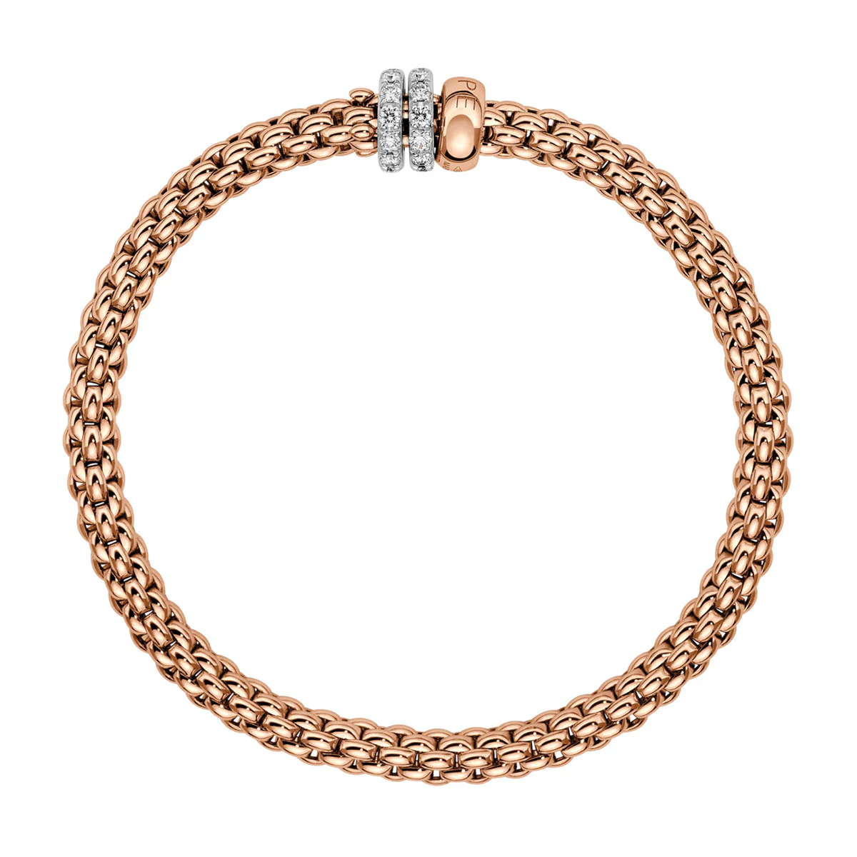 Solo 18ct Rose Gold Flex'it Bracelet With Three Diamond Set Rondels - Image 2