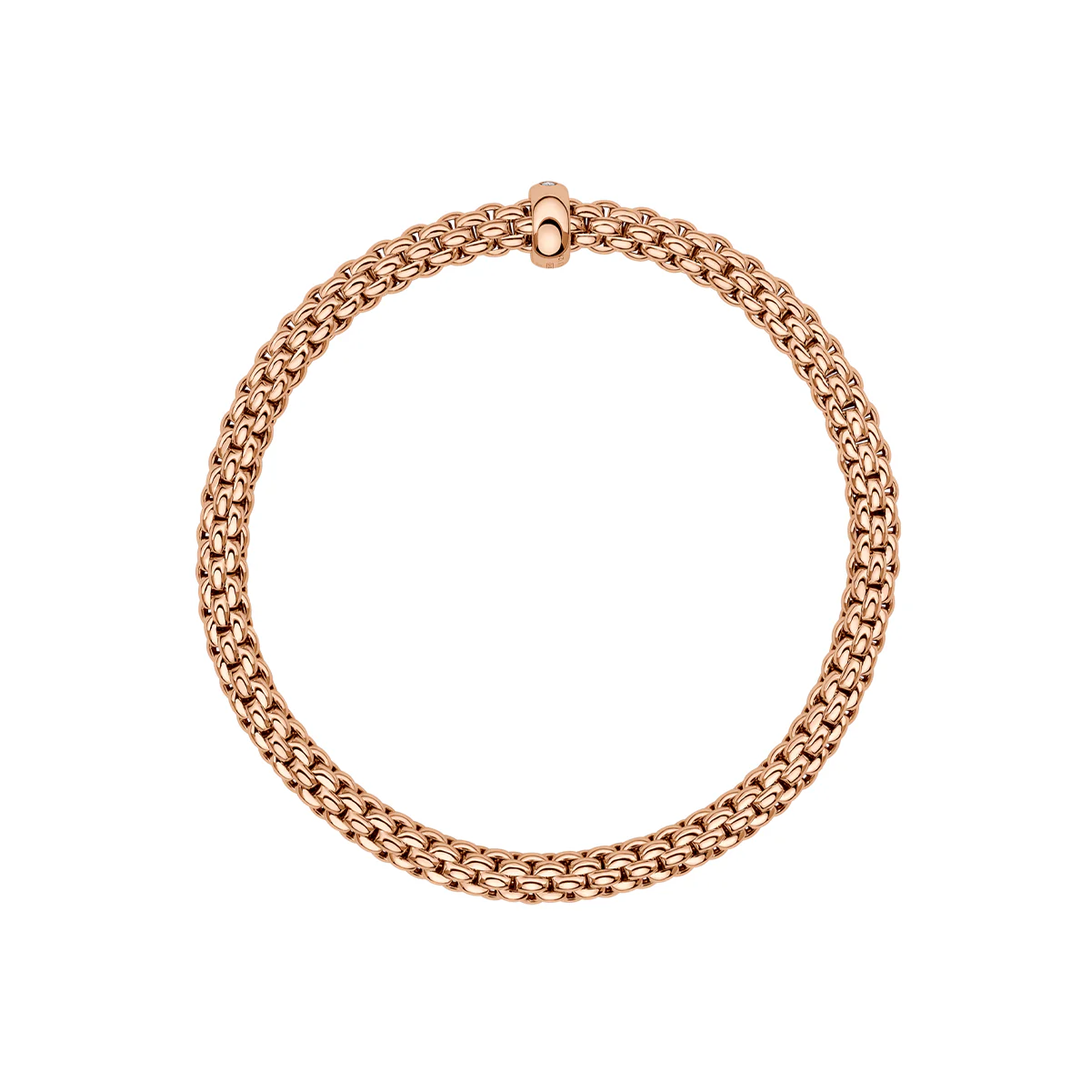 Solo 18ct Rose Gold Bracelet With Single Diamond Set Rondel - Image 3