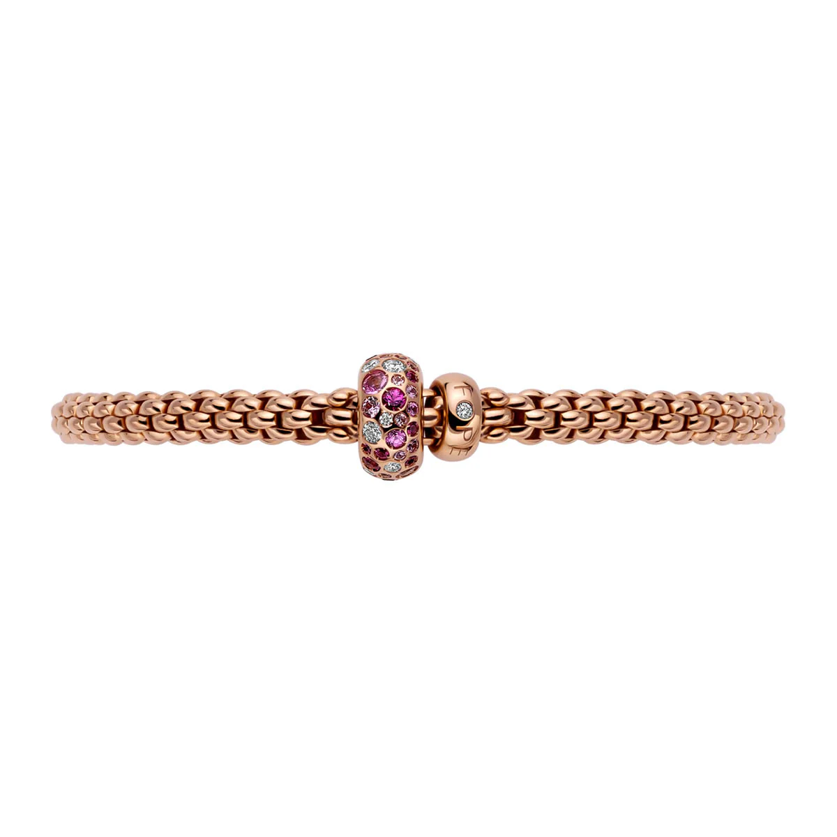 Solo 18ct Rose Gold Bracelet Set With Pink Sapphires & Diamonds - Image 2