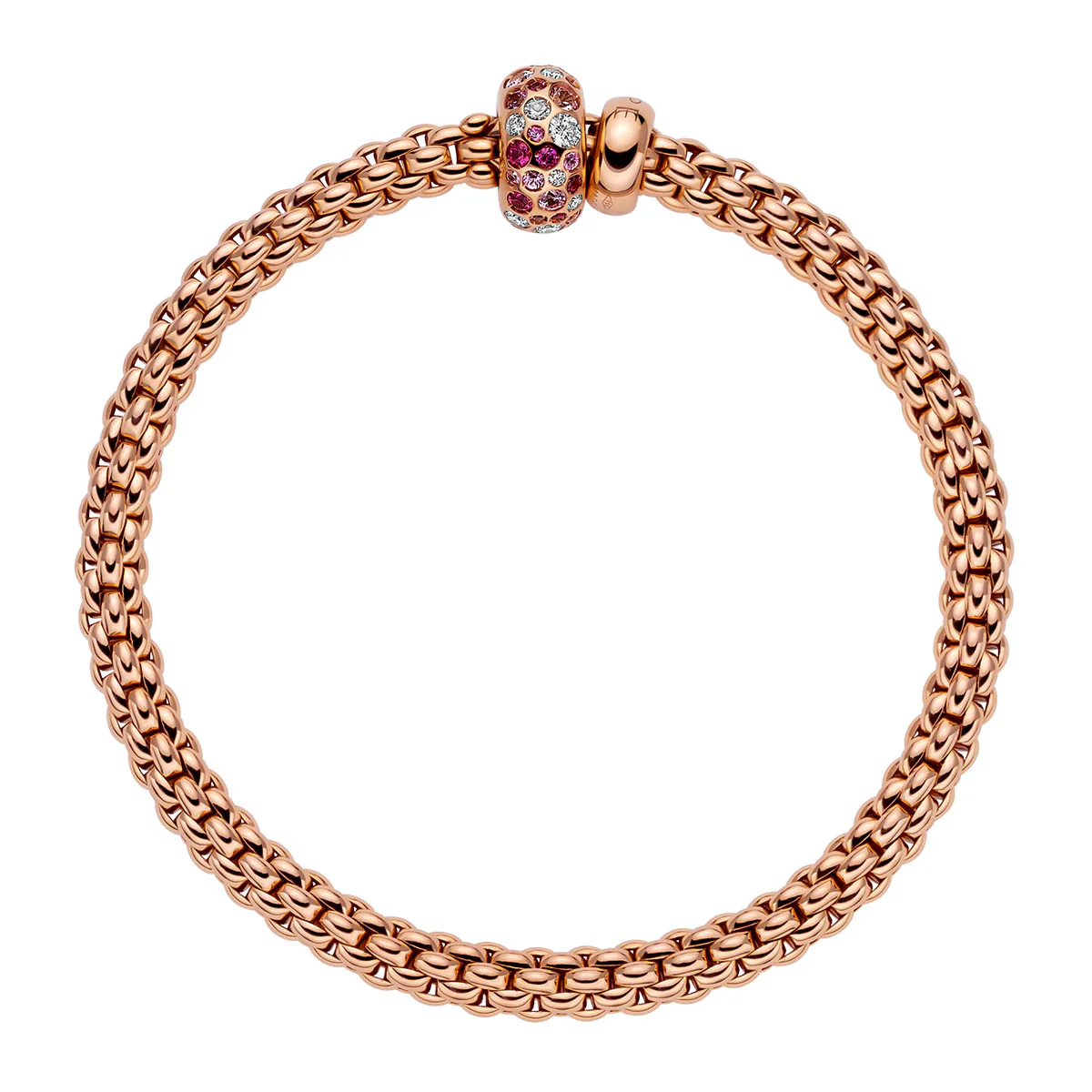 Solo 18ct Rose Gold Bracelet Set With Pink Sapphires & Diamonds - Image 4