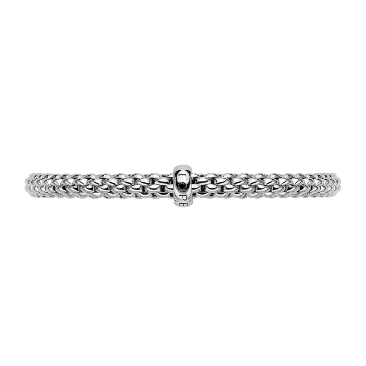 Solo 18ct White Gold Bracelet With Single Black Diamond Set Rondel - Image 3