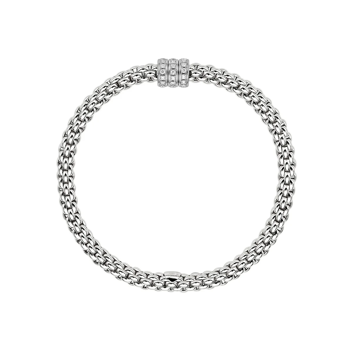 Solo 18ct White Gold Bracelet With Three Pavé Set Diamond Rondels - Image 3