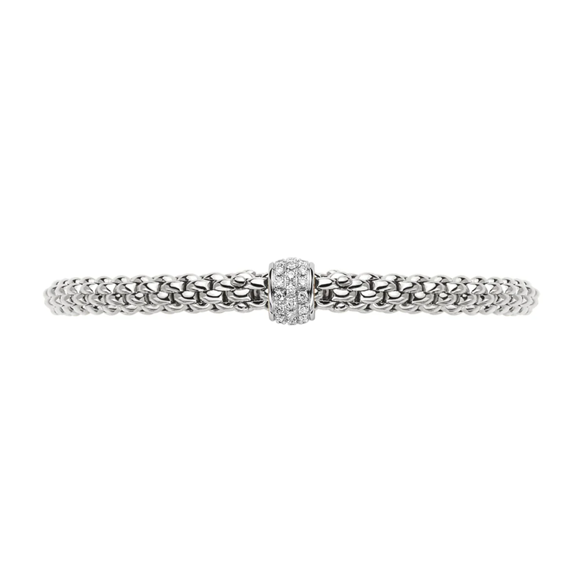 Solo 18ct White Gold Bracelet With Pavé Set Diamond Rondel - Image 2