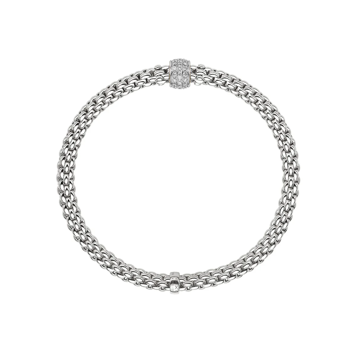 Solo 18ct White Gold Bracelet With Pavé Set Diamond Rondel - Image 3