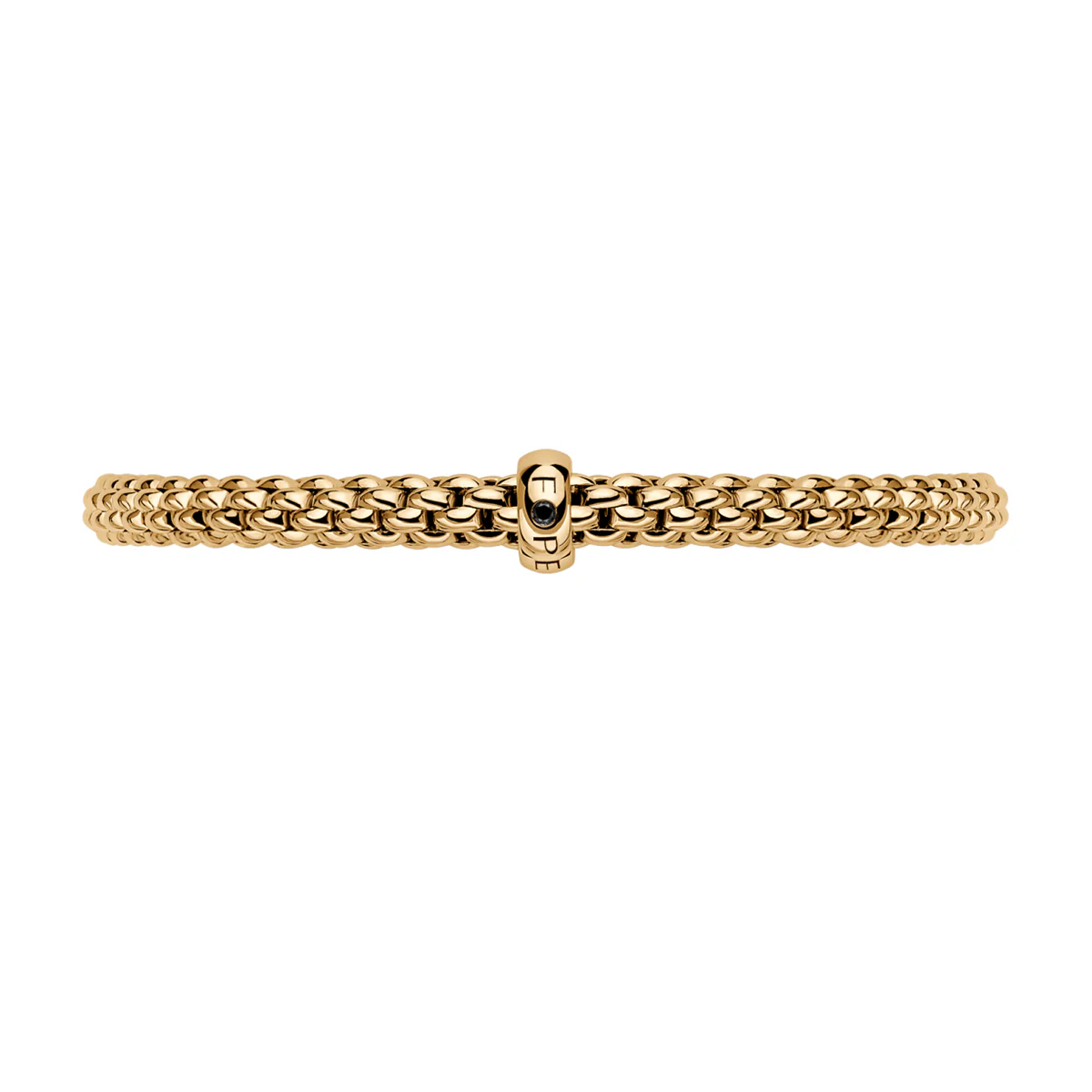 Solo 18ct Yellow Gold Bracelet With Single Black Diamond Rondel - Image 2