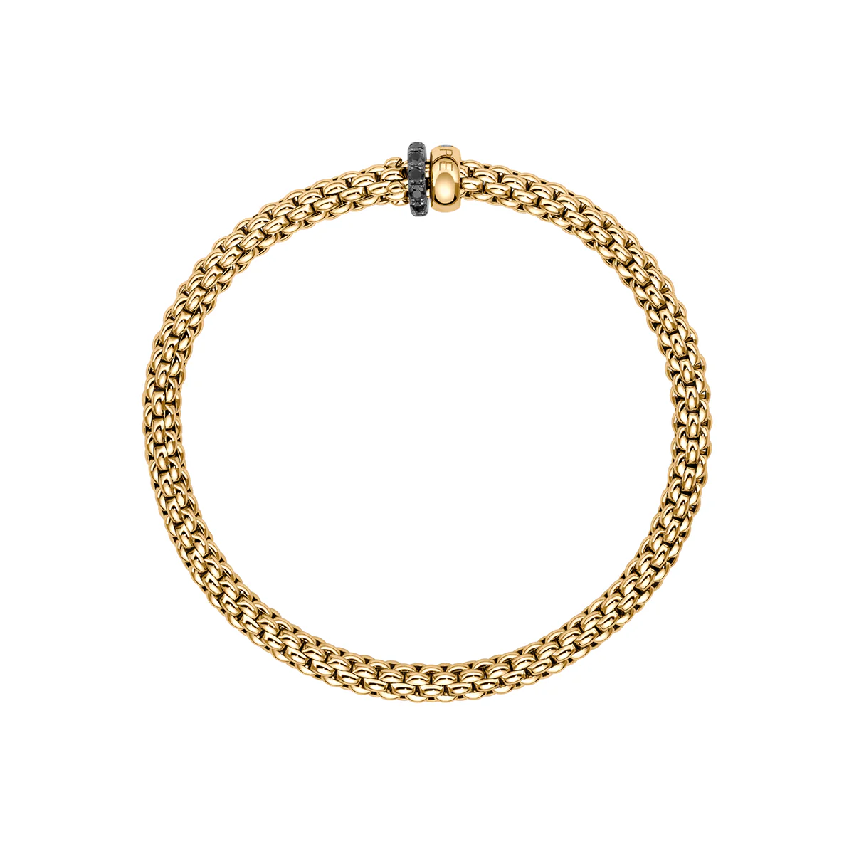 Solo 18ct Yellow Gold Bracelet With Black Diamond Set Rondels - Image 3