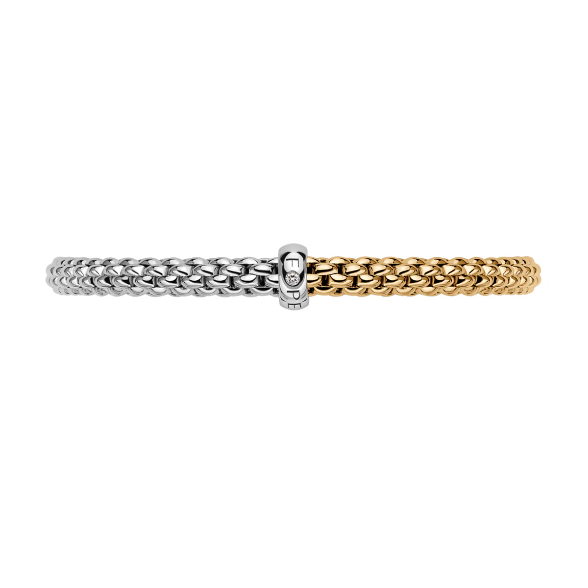 Solo 18ct Yellow & White Gold Bracelet With Single Diamond Rondel - Image 2