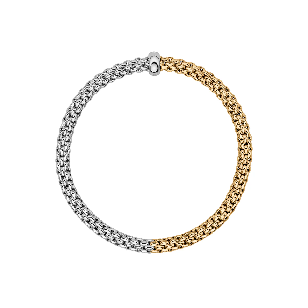 Solo 18ct Yellow & White Gold Bracelet With Single Diamond Rondel - Image 3