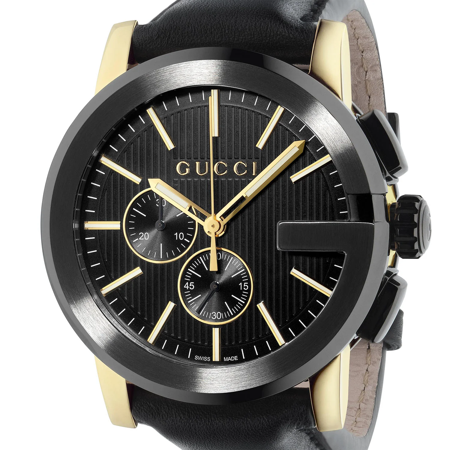 G-Chrono Quartz 44mm Black PVD Case Black Dial Strap Watch - Image 6