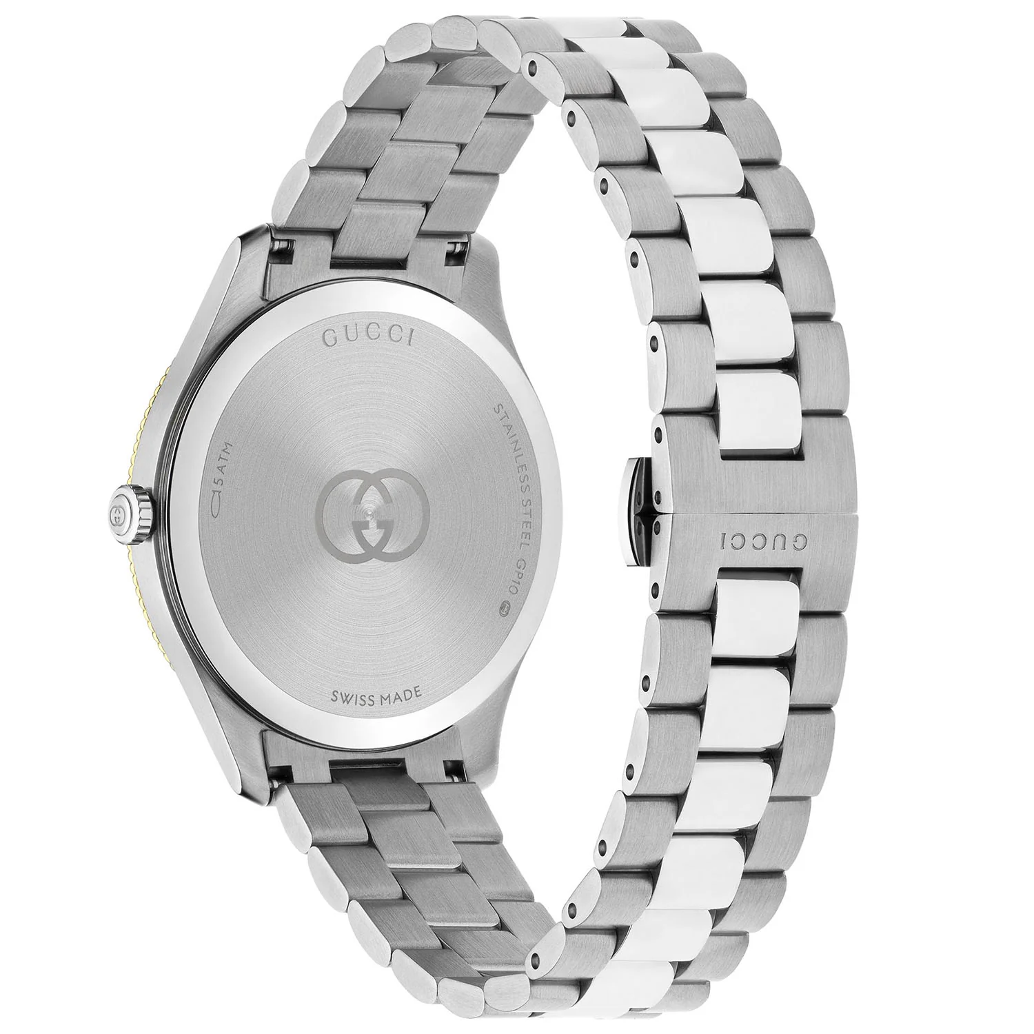 G-Timeless Quartz 38mm Stainless Steel Silver Dial Gold Plated Bezel Bracelet Watch - Image 2