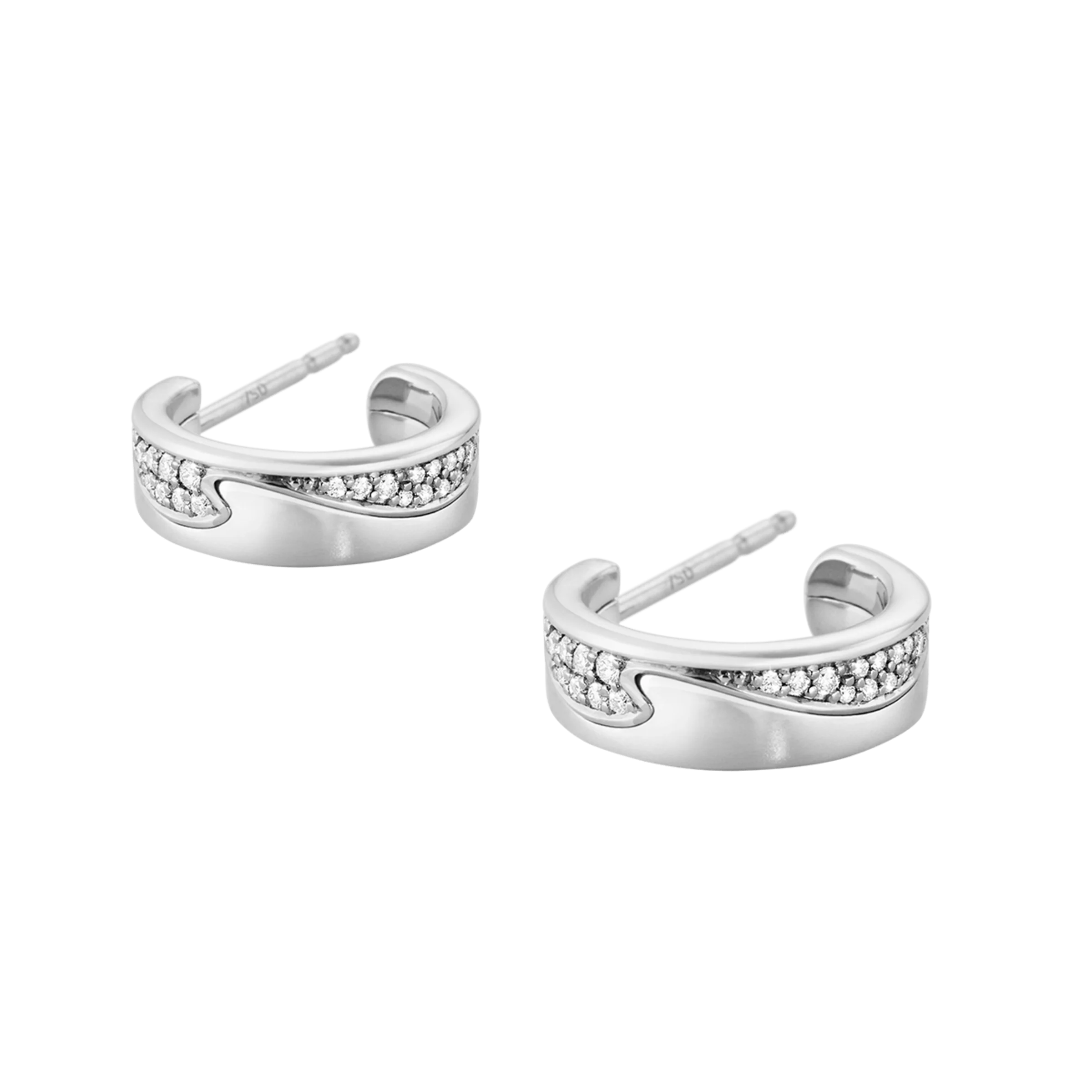 Fusion 18ct White Gold Diamond Set Hoop Earrings - Image 4