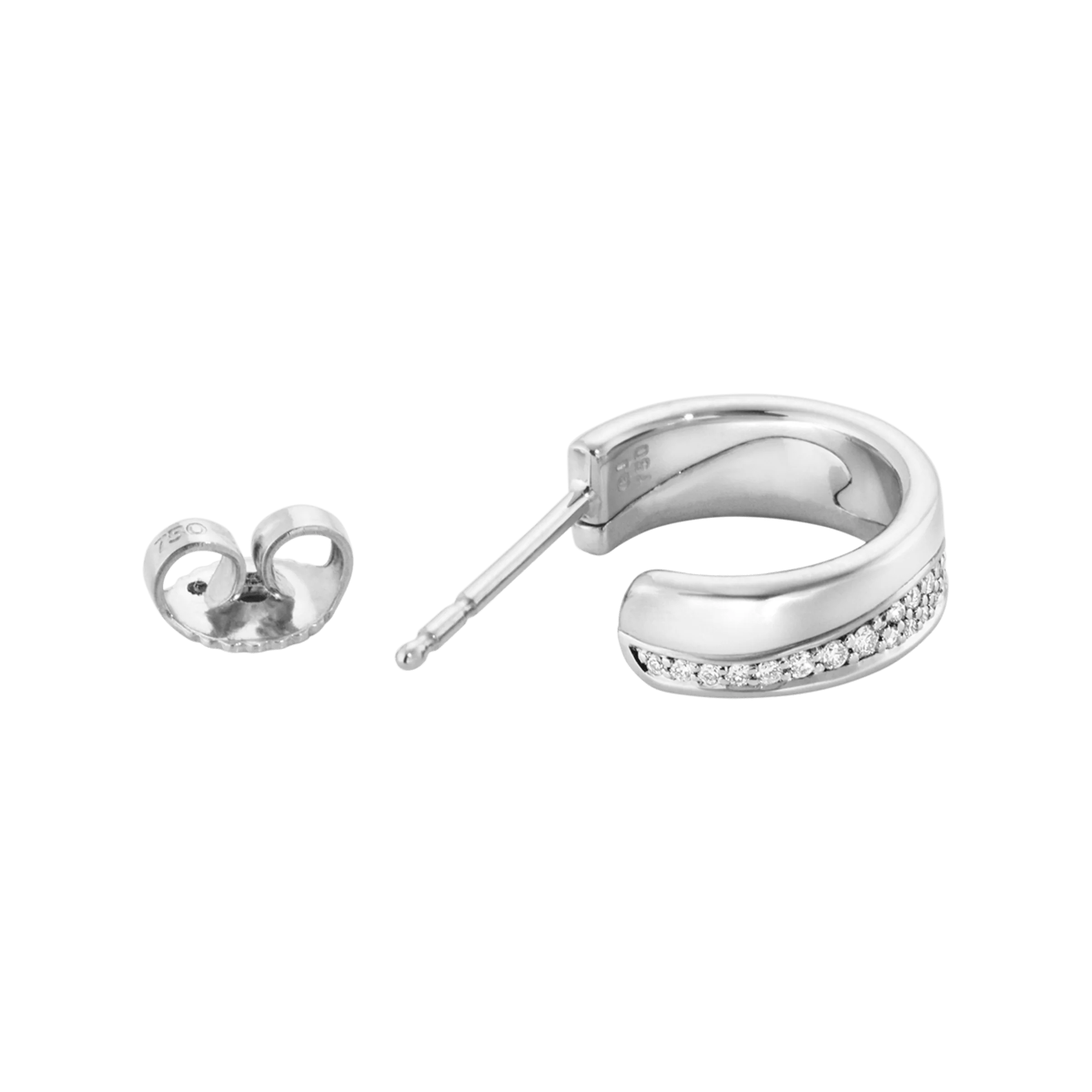 Fusion 18ct White Gold Diamond Set Hoop Earrings - Image 5