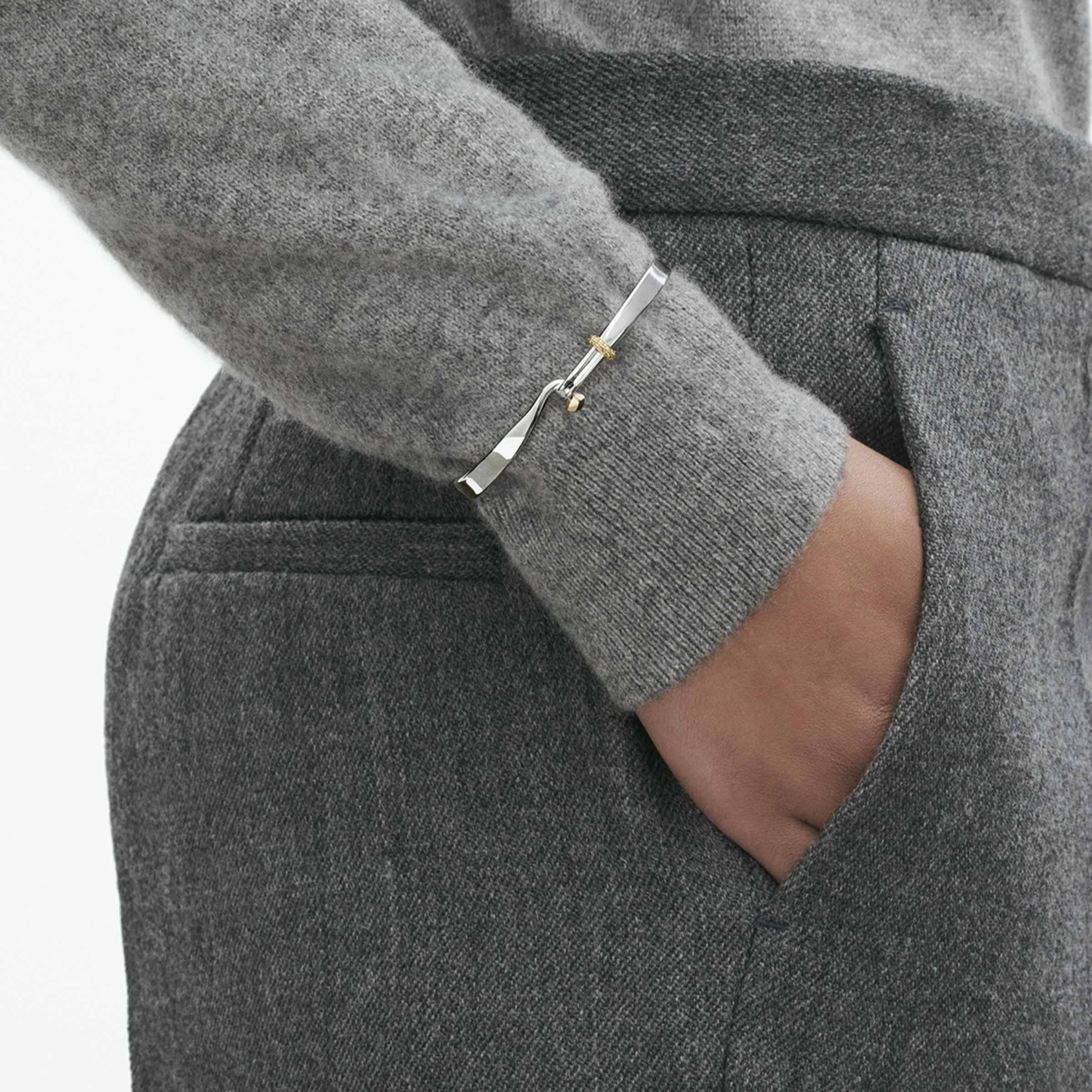 Torun Silver & Gold Champagne Diamond Set Bangle - Image 3