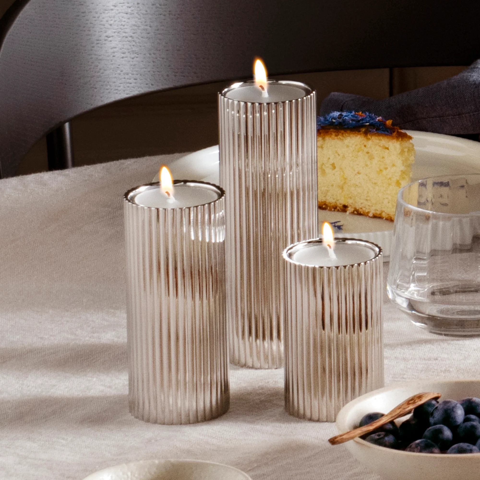Bernadotte Stainless Steel Set Of Three Candle Holders - Image 2