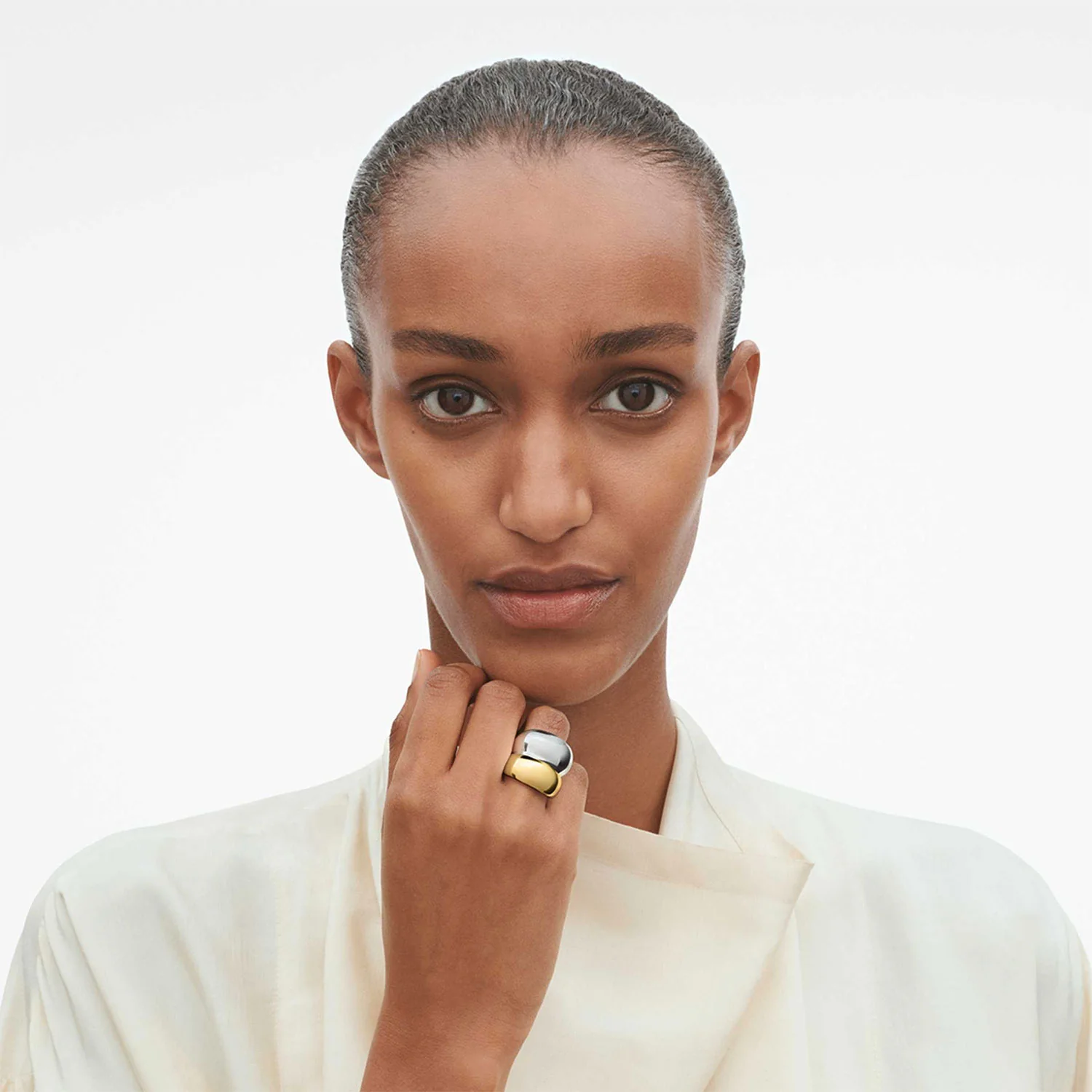 Curve Sterling Silver & 18ct Yellow Gold Ring - Image 2