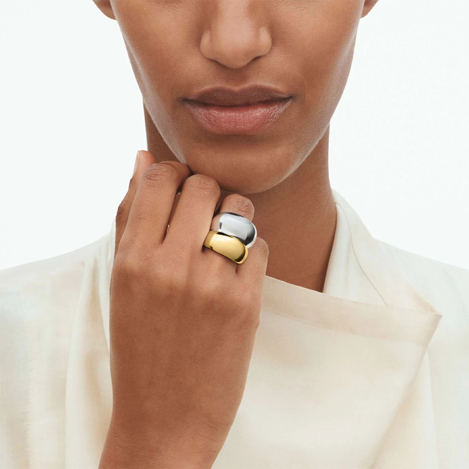 Curve Sterling Silver & 18ct Yellow Gold Ring - Image 3