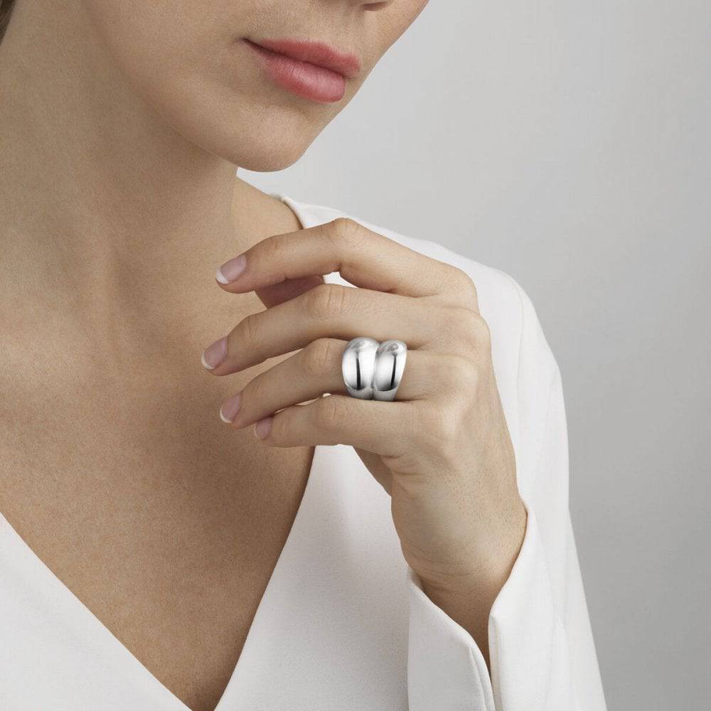 Curve Sterling Silver Double Ring - Image 2