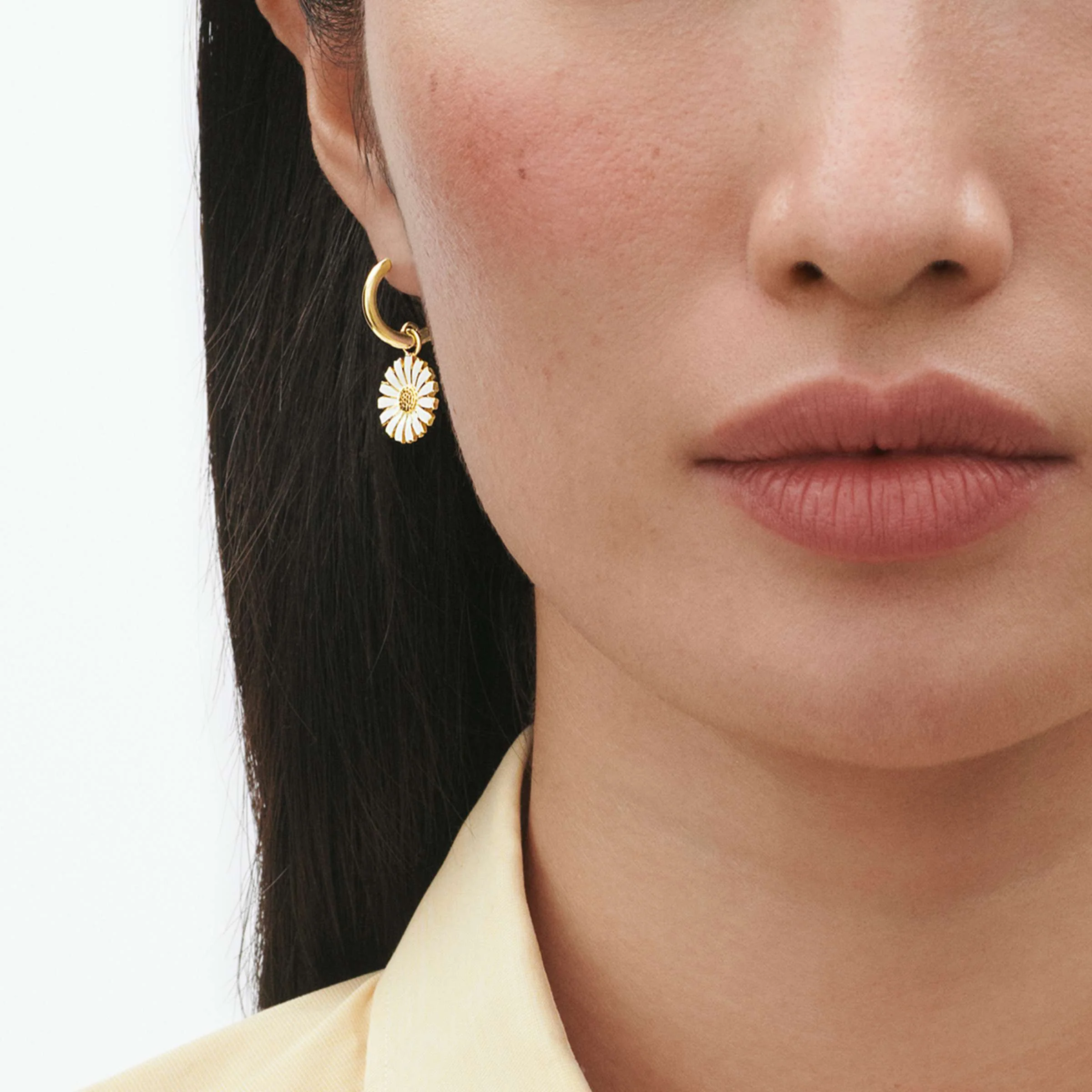 Daisy 18ct Yellow Gold Plated Hoop Drop Earrings - Image 3
