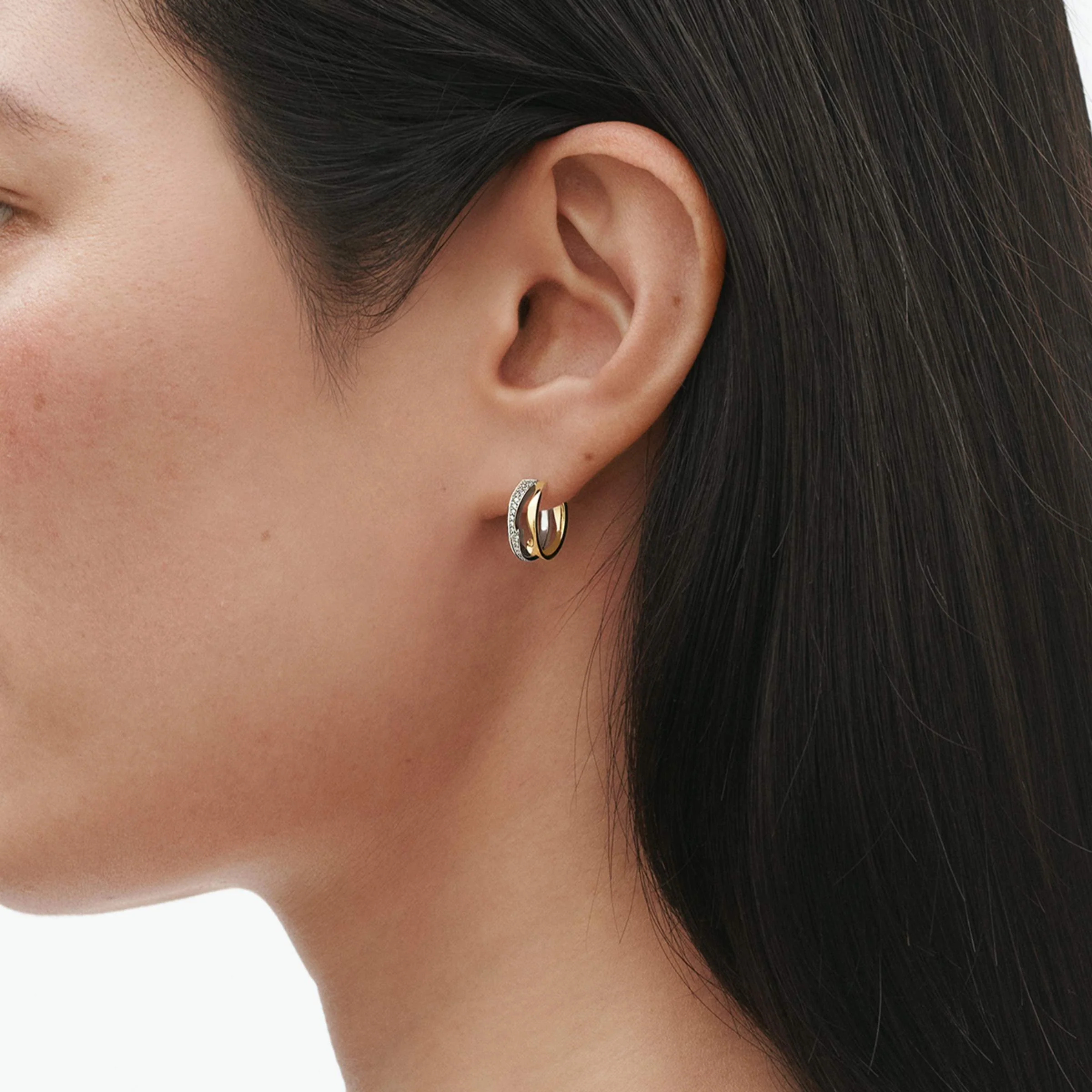 Fusion 18ct Yellow & White Gold Diamond Set Earrings - Image 3