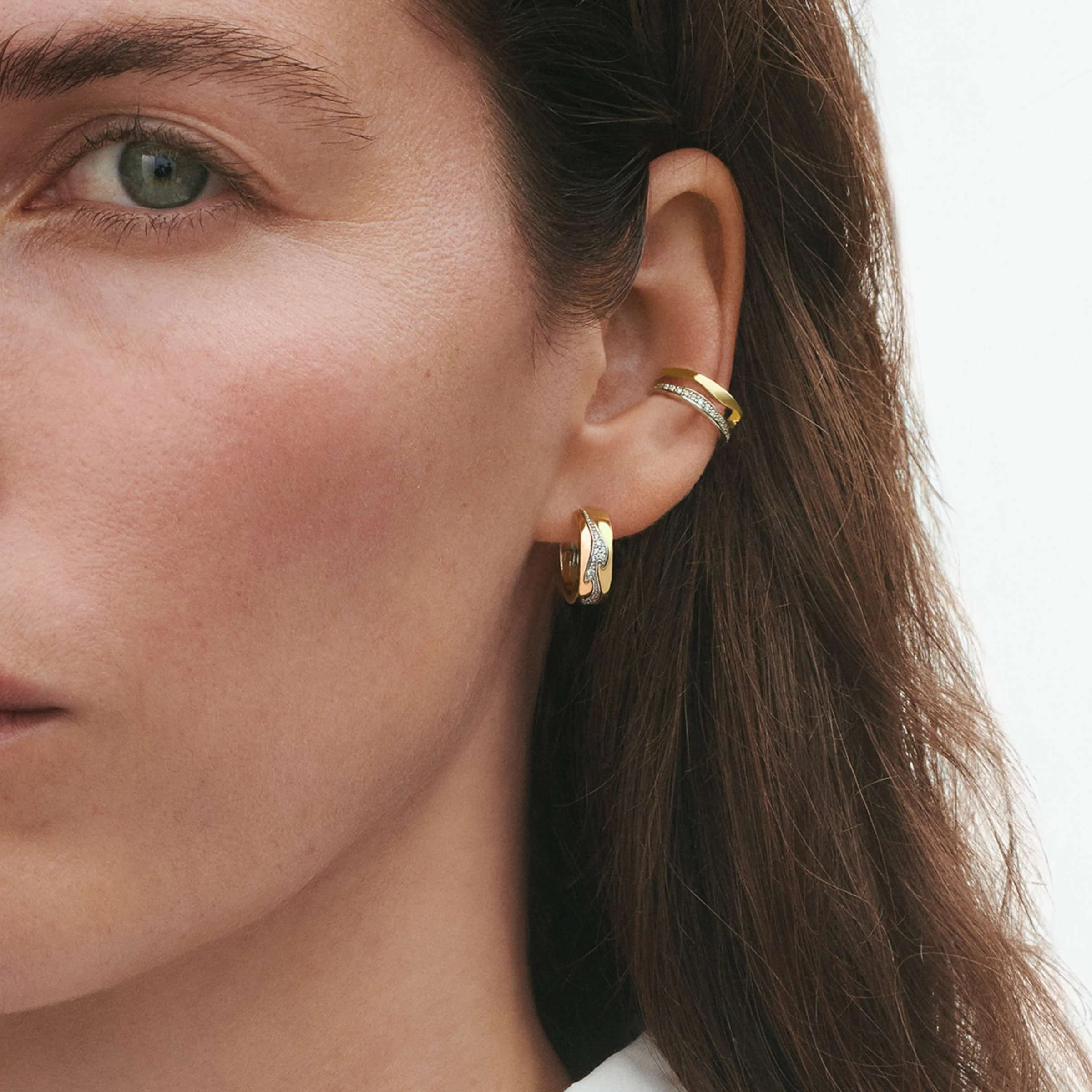 Fusion 18ct Gold Diamond Set Hoop Earrings - Image 2