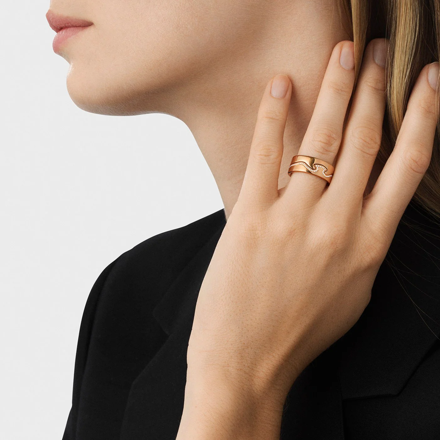 Fusion 18ct Rose Gold Diamond Set End Ring - Image 2