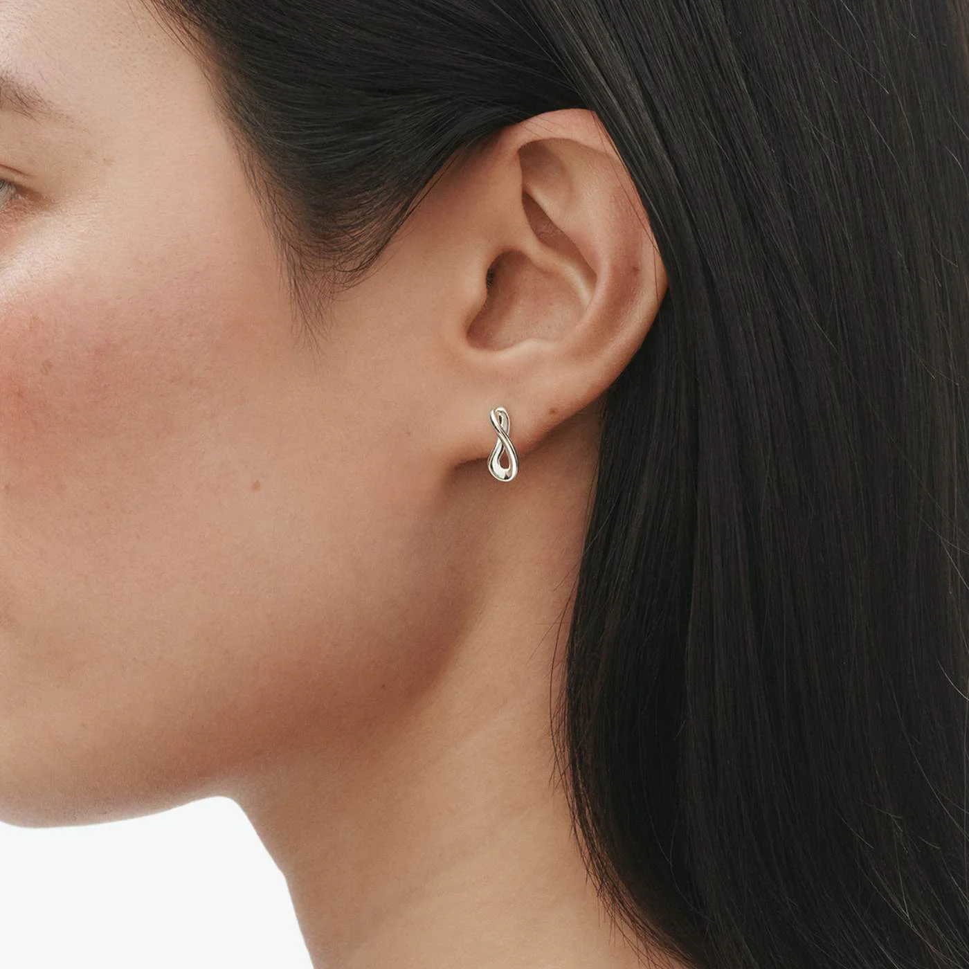 Infinity Silver Stud Earrings - Image 3
