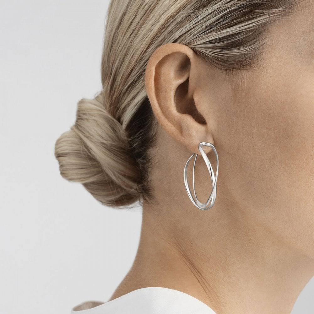 Large Infinity Silver Hoop Earrings - Image 2