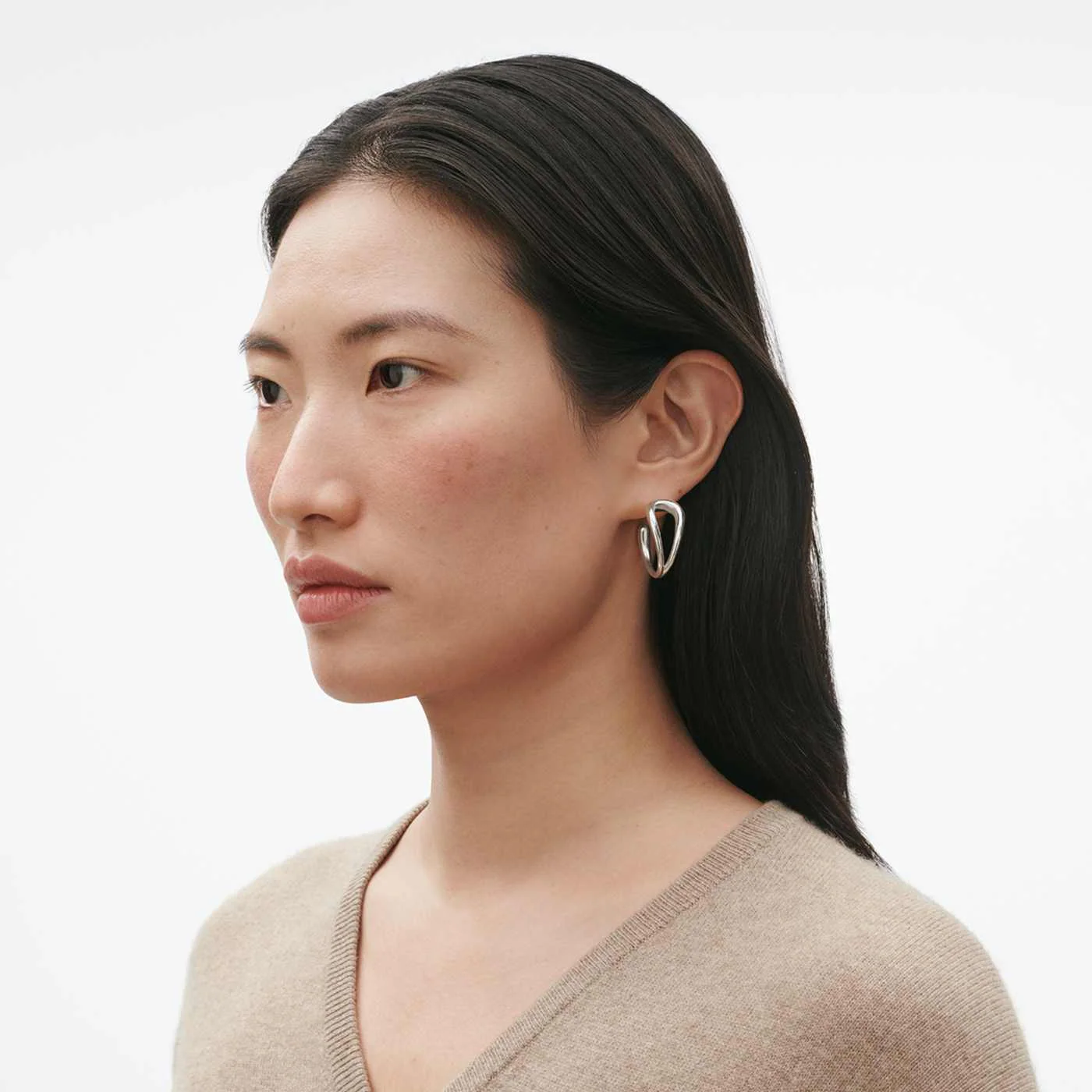 Mercy Silver Hoop Earrings - Image 2