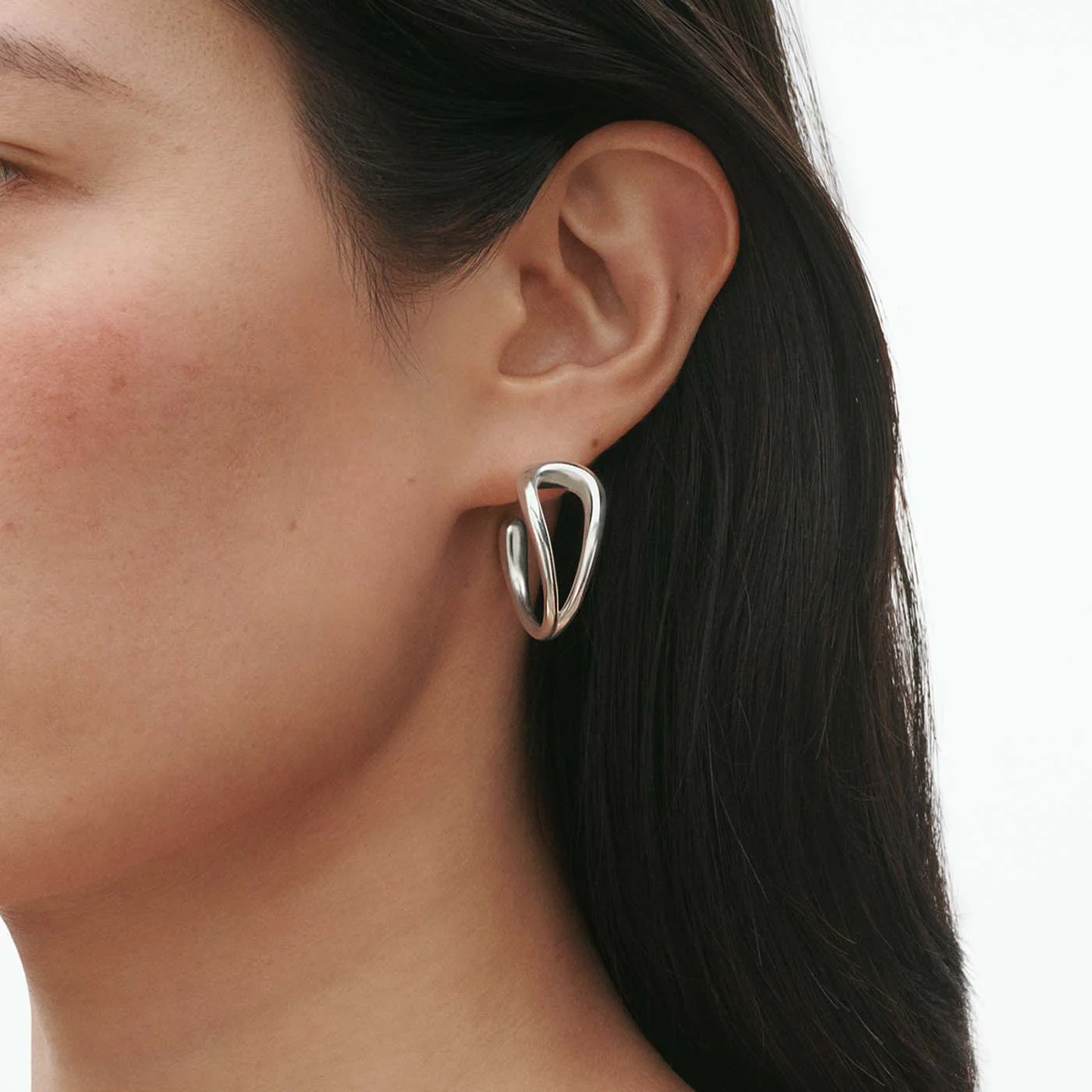 Mercy Silver Hoop Earrings - Image 3