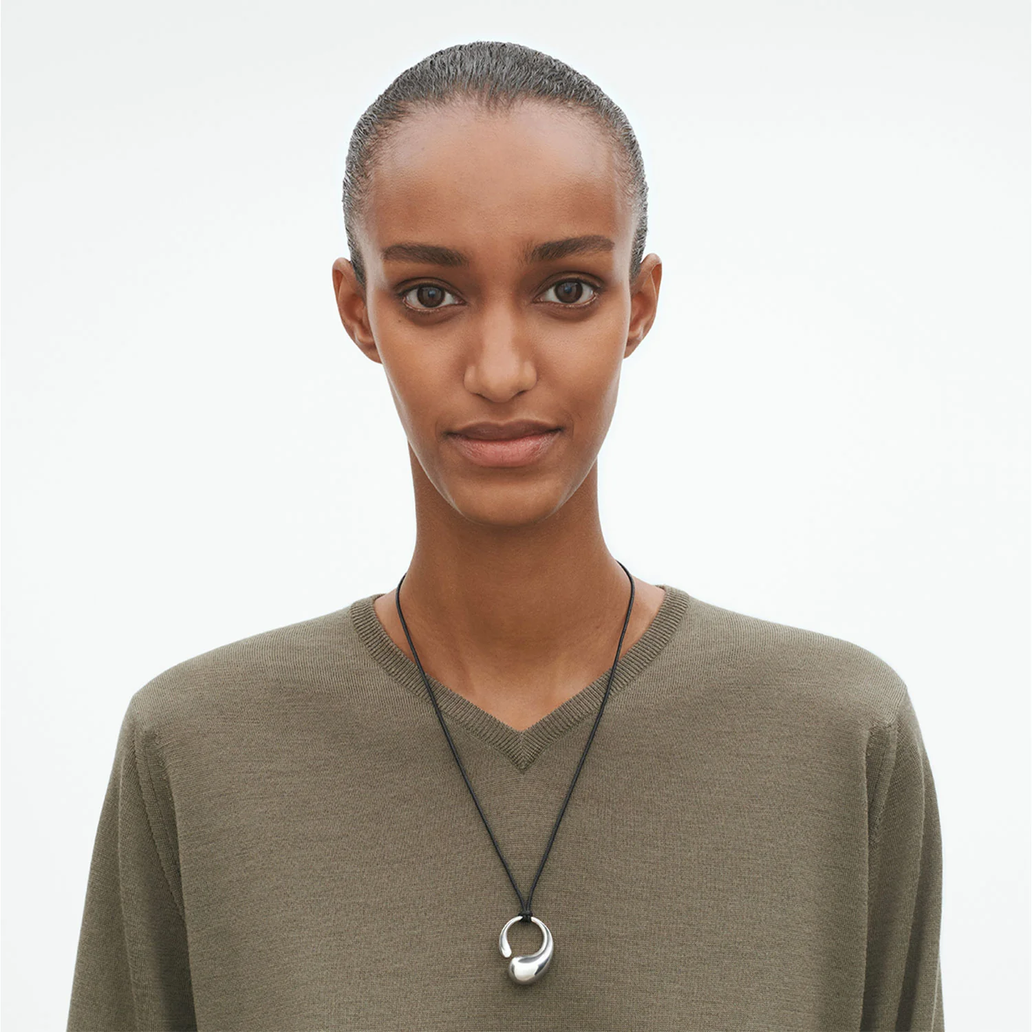 Mercy Silver Large Pendant On Cord Necklace - Image 2
