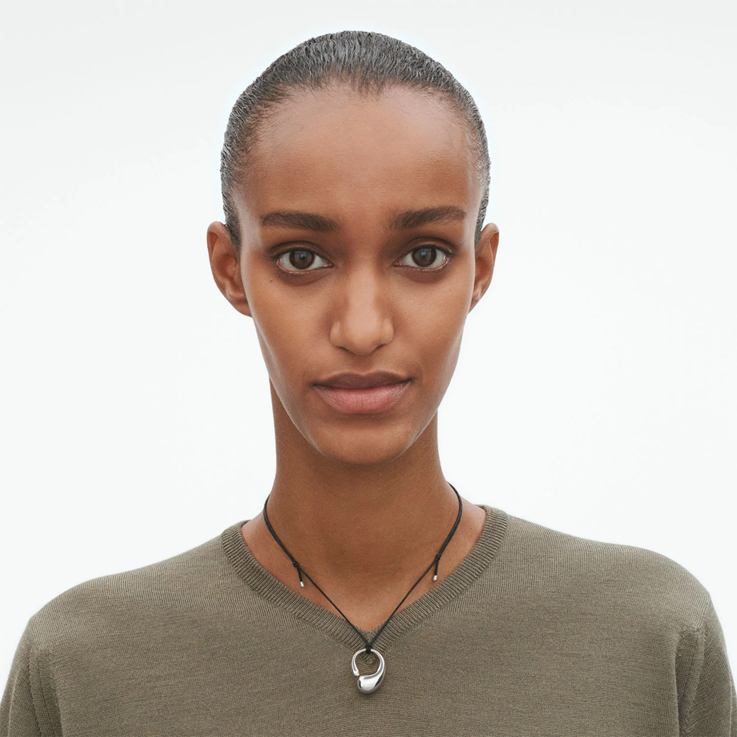 Mercy Silver Medium Pendant On Cord Necklace - Image 2