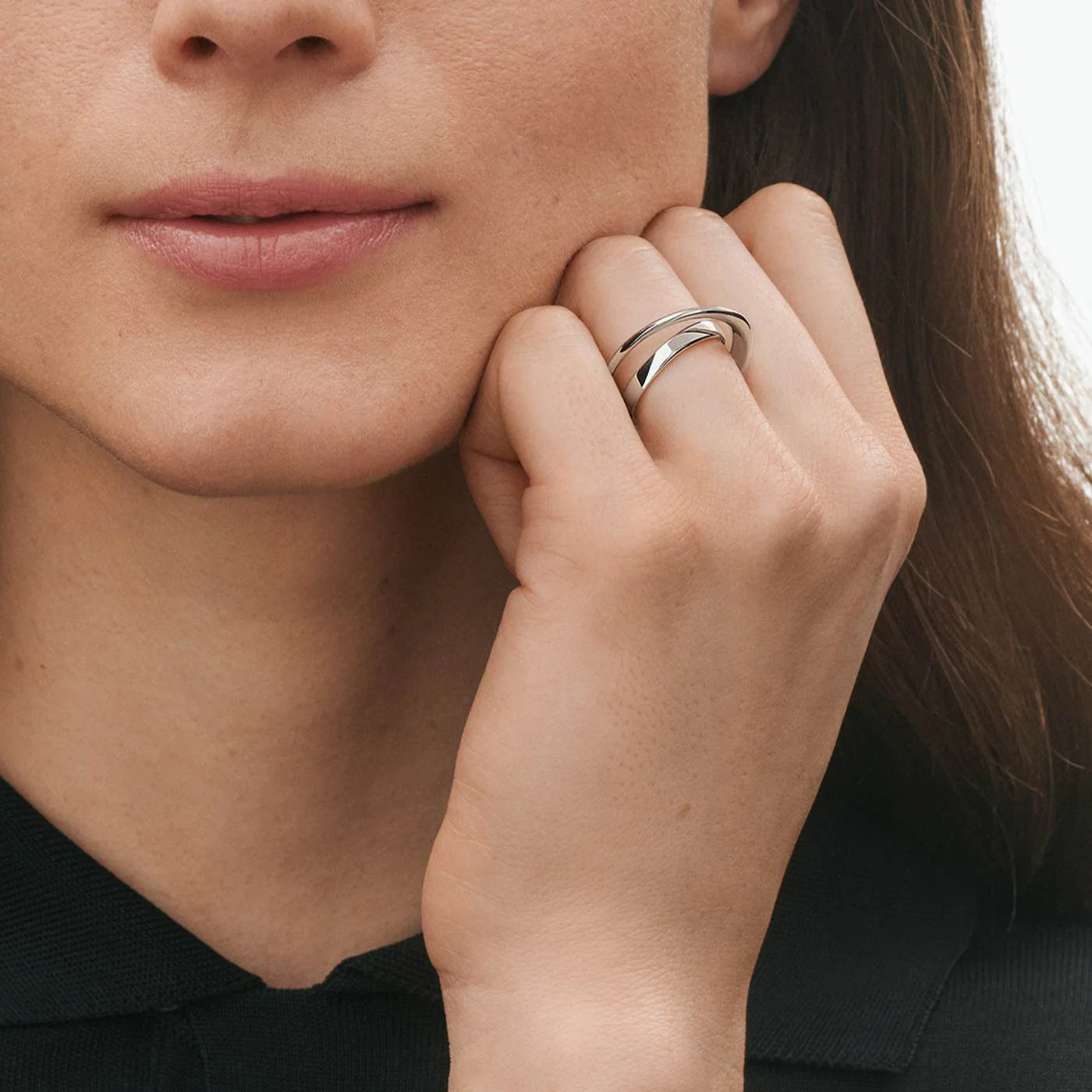 Mobius Sterling Silver Crossover Dress Ring - Image 3