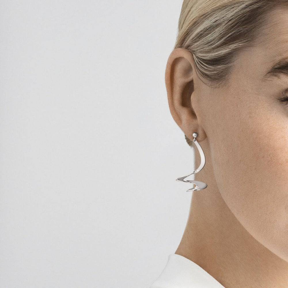 Moebius Silver Drop Earrings - Image 2