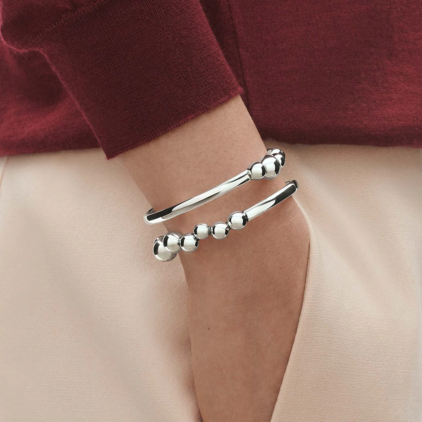 Moonlight Grapes Oxidised Sterling Silver Bangle - Image 3