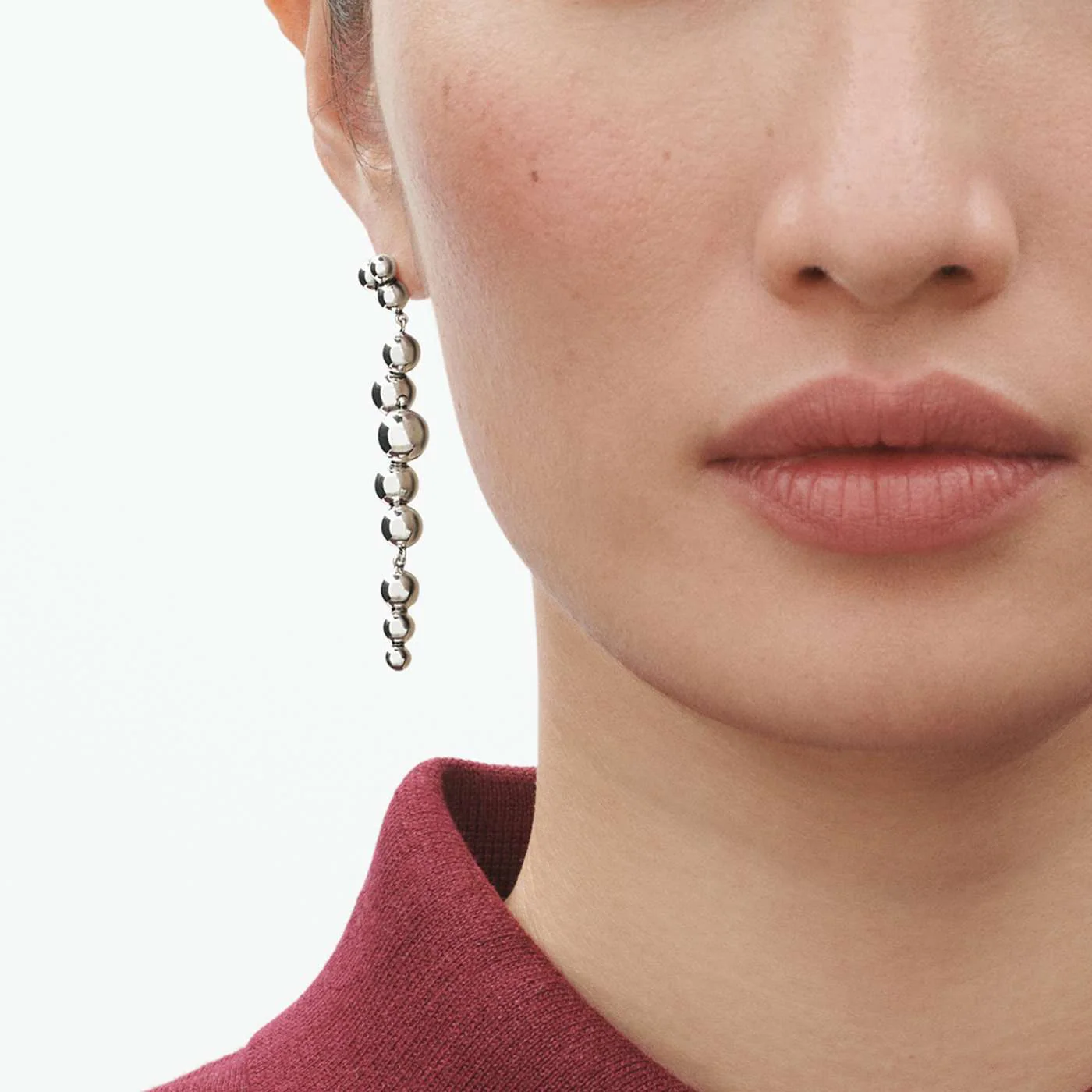 Moonlight Grapes Oxidised Sterling Silver Long Drop Earrings - Image 3