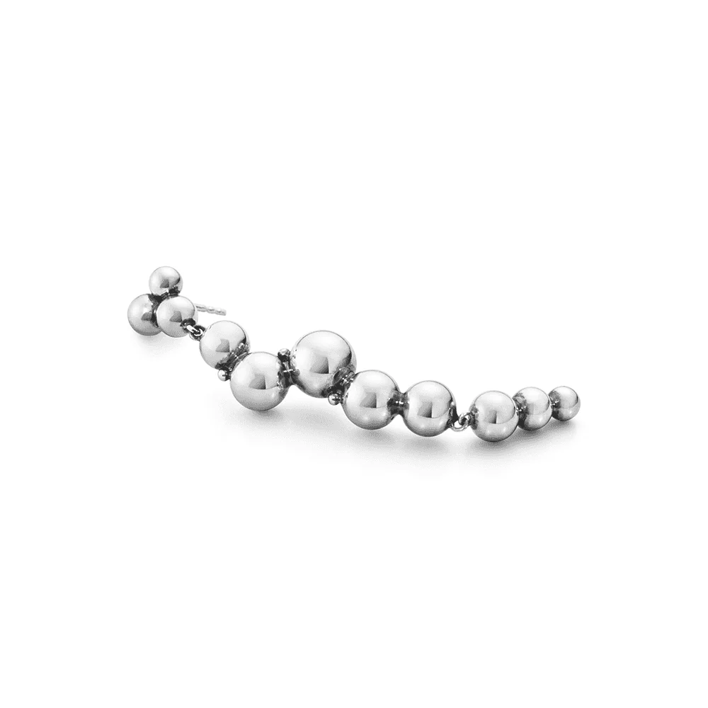 Moonlight Grapes Oxidised Sterling Silver Long Drop Earrings - Image 4