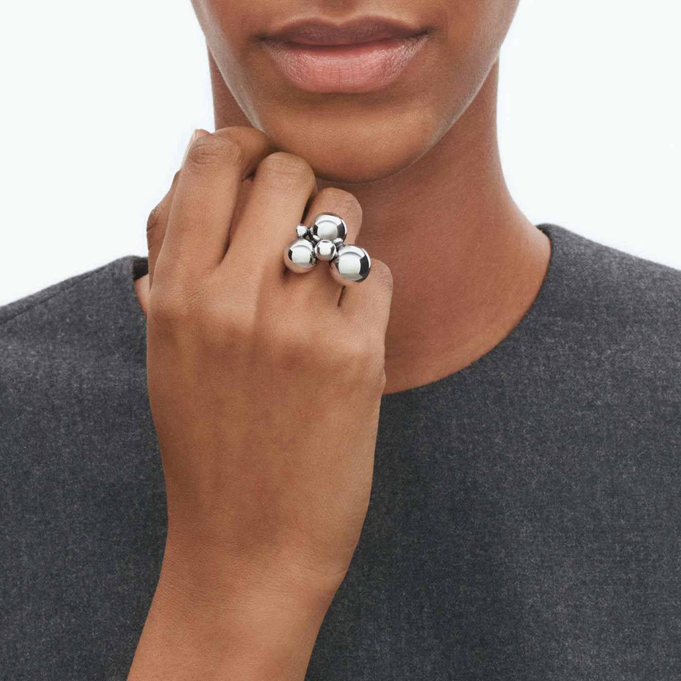 Moonlight Grapes Oxidised Sterling Silver Ring - Image 3