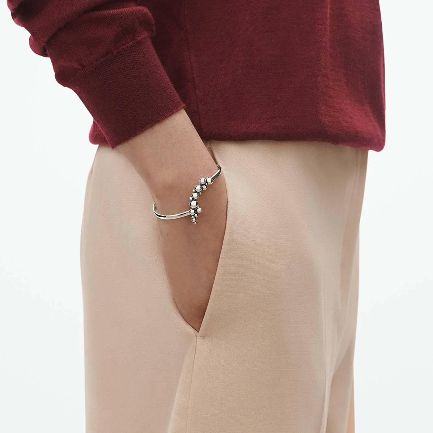Moonlight Grapes Luxury Silver Bangle - Image 2