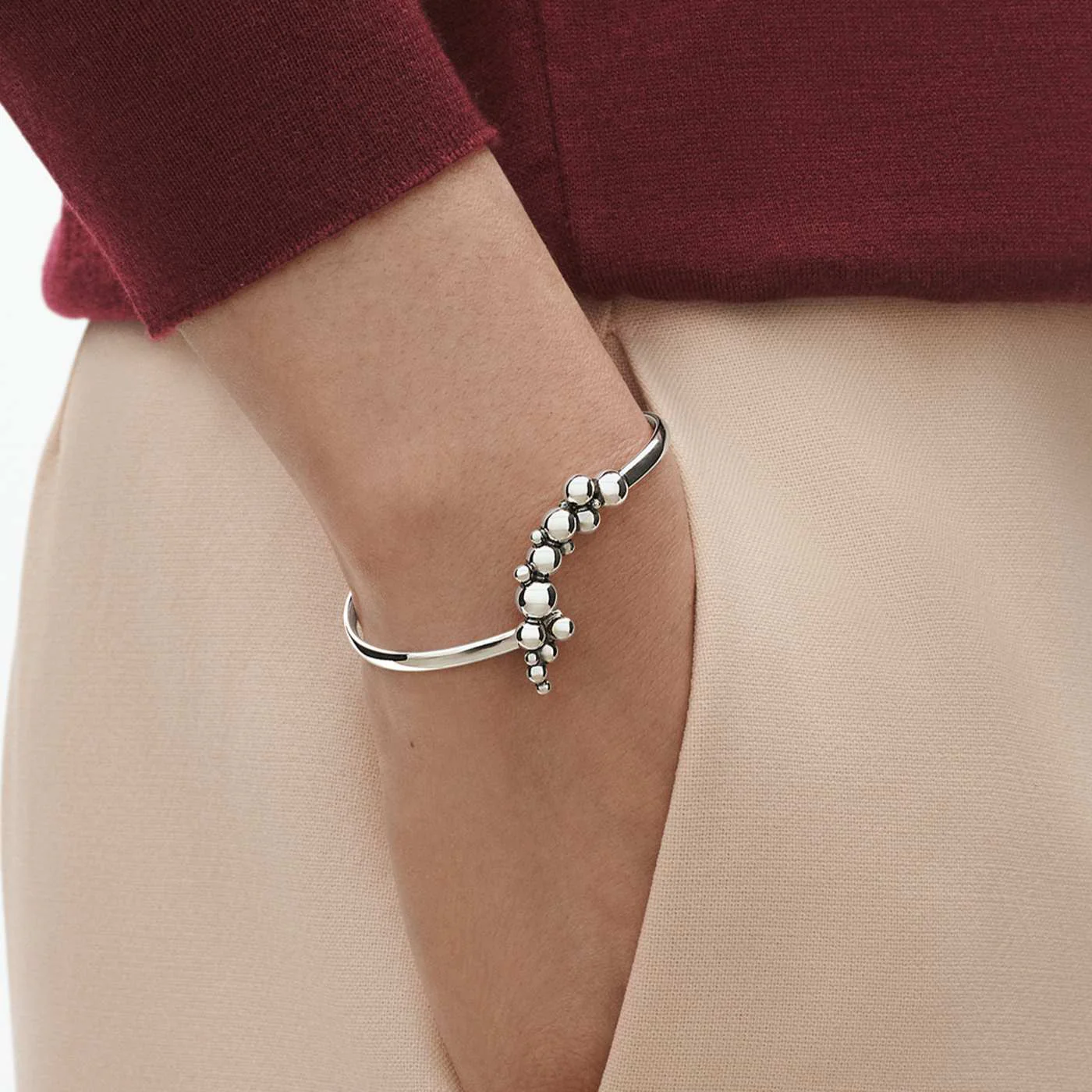 Moonlight Grapes Luxury Silver Bangle - Image 3