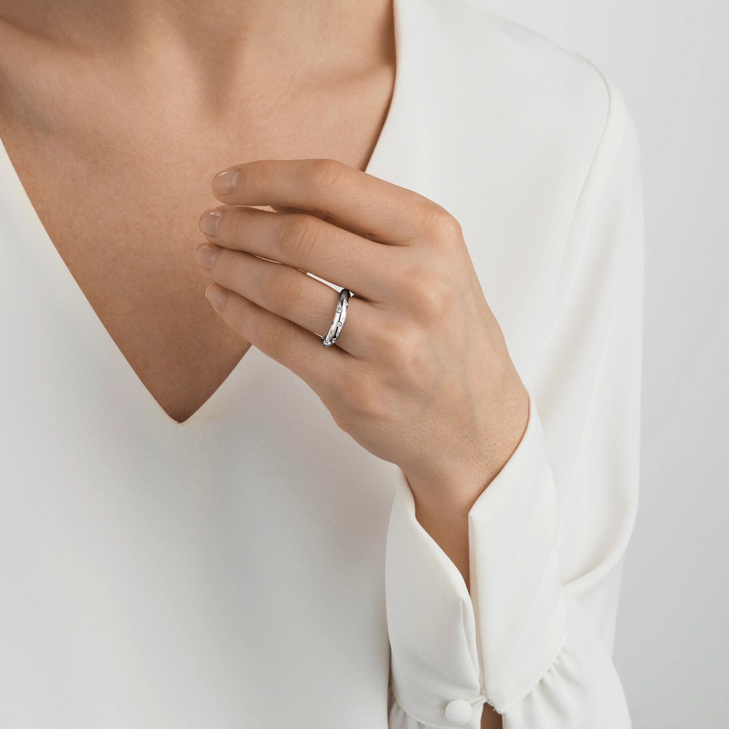 Offspring Silver Diamond Set Ring - Image 2