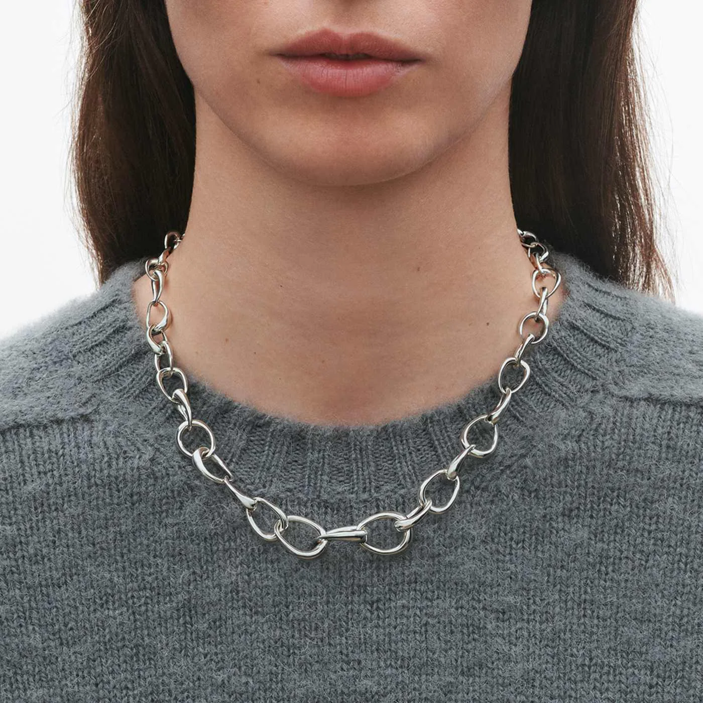 Offspring Sterling Silver Graduated Link Necklace - Image 3