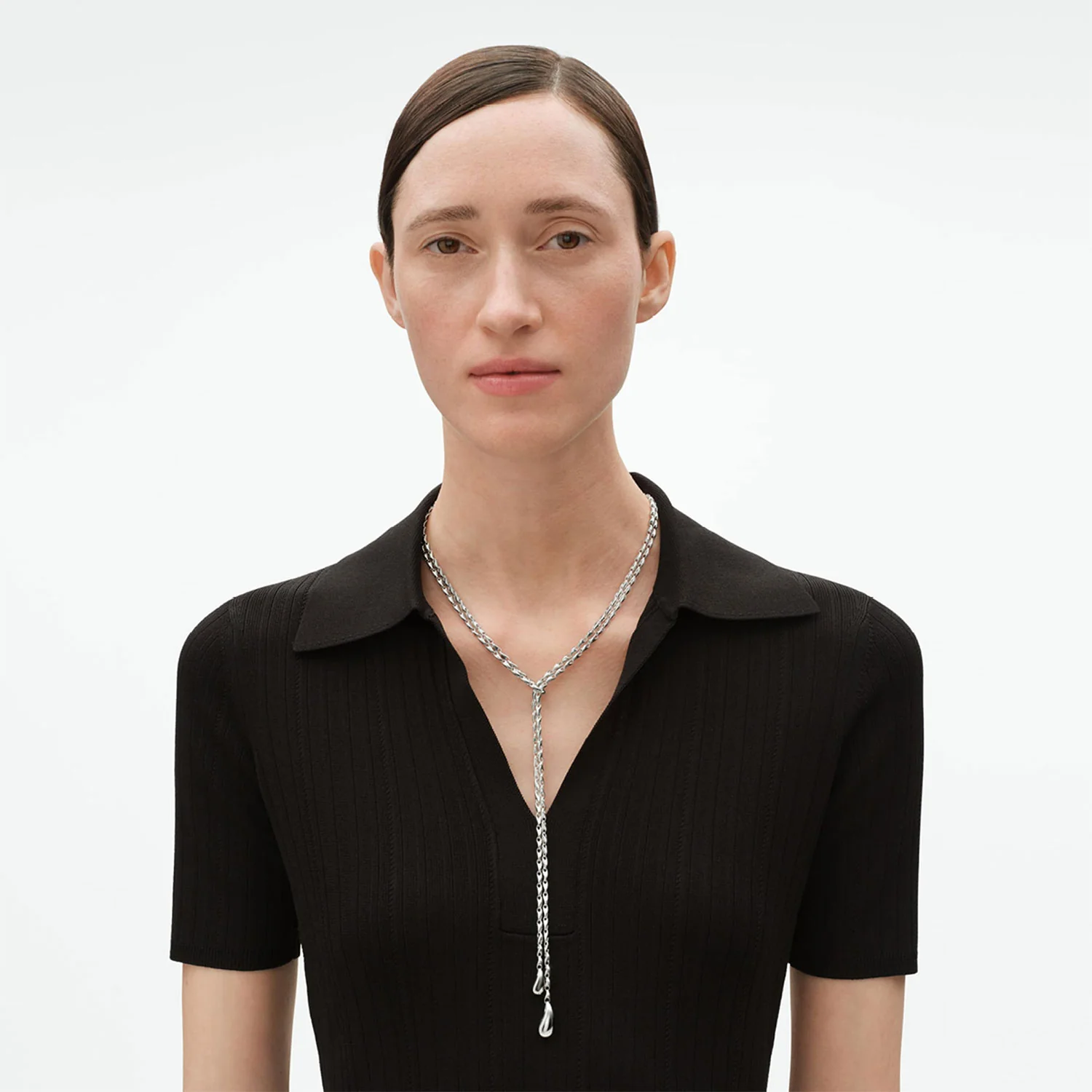Reflect Silver Lariat Necklace - Image 2
